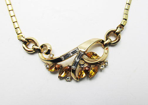 Trifari Vintage 1950s Mid Century Exquisite Topaz Floral Necklace