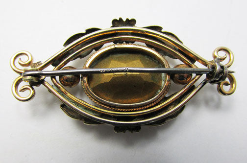 Vintage 1940s Spectacular Art Nouveau Style Gold Filled Rhinestone Pin