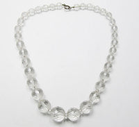 Vintage 1930s Desirable Faceted Frosted Glass Bead Necklace - Thumbnail