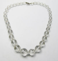 Vintage 1930s Desirable Faceted Frosted Glass Bead Necklace - Thumbnail
