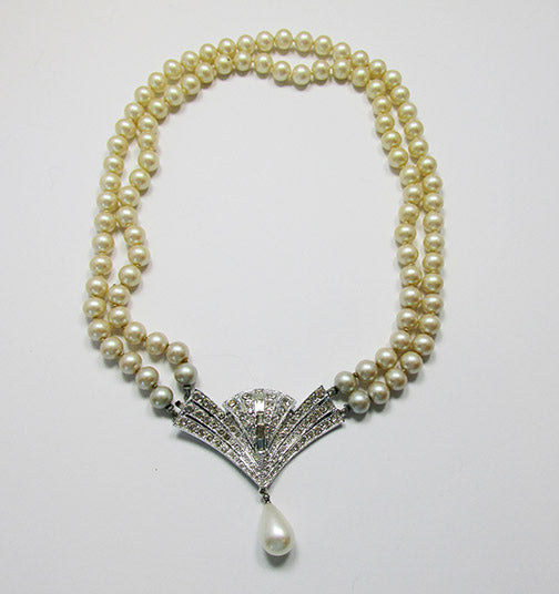 Vintage 1950s Exceptional Art Deco Style Pearl Necklace