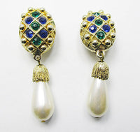 Stunning Vintage Retro Contemporary Style Pearl Drop Earrings  - Thumbnail