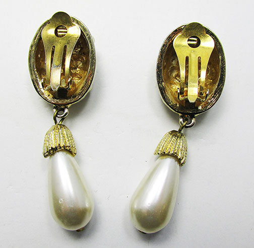 Stunning Vintage Retro Contemporary Style Pearl Drop Earrings 