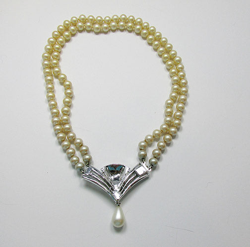 Vintage 1950s Exceptional Art Deco Style Pearl Necklace