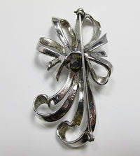 Boucher Vintage Eye-Catching 1930s Sterling Silver Ribbon Bow Pin - Thumbnail