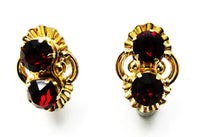 Van Dell 1940s Vintage Jewelry Ruby Diamante Necklace and Earrings - Earrings - Thumbnail