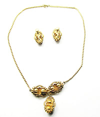 Van Dell 1940s Vintage Jewelry Ruby Diamante Necklace and Earrings - Back - Thumbnail