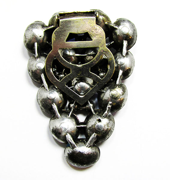Vintage Jewelry 1930s Art Deco Multi-Colored Diamante Dress Clip - Back