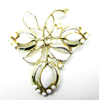 Vintage 1950s Jewelry Mid-Century Diamante Necklace, Bracelet, and Pin - Pin - Thumbnail