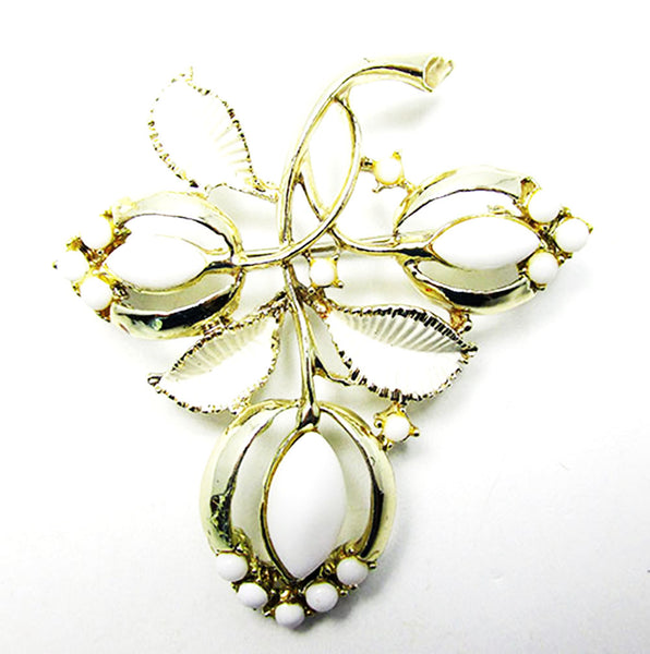 Vintage 1950s Jewelry Mid-Century Diamante Necklace, Bracelet, and Pin - Pin