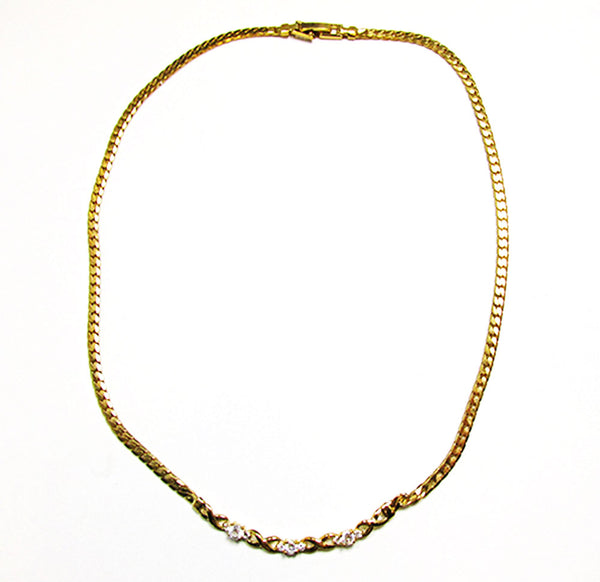 Vintage 1980s Contemporary Style Cubic Zirconia Necklace and Bracelet - Necklace