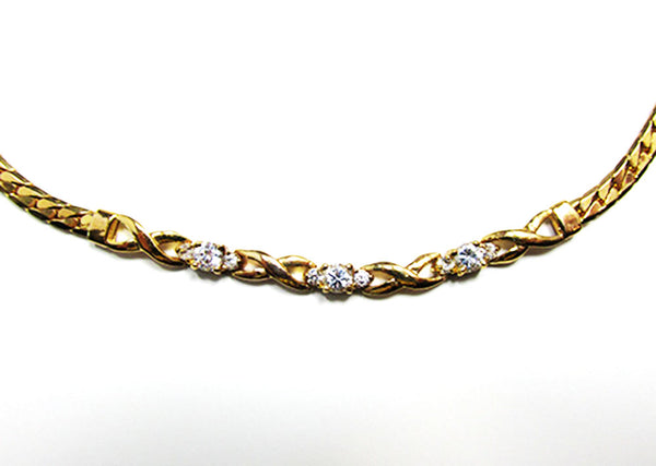 Vintage 1980s Contemporary Style Cubic Zirconia Necklace and Bracelet - Close Up