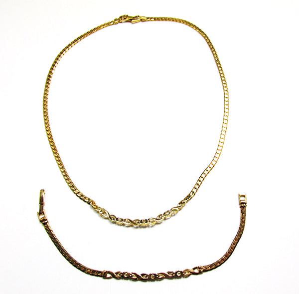Vintage 1980s Contemporary Style Cubic Zirconia Necklace and Bracelet - Back