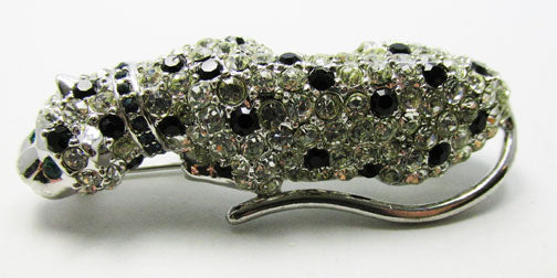 Kenneth J. Lane Vintage 1960s Striking Rhinestone Leopard Pin