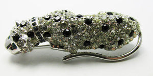 Kenneth J. Lane Vintage 1960s Striking Rhinestone Leopard Pin