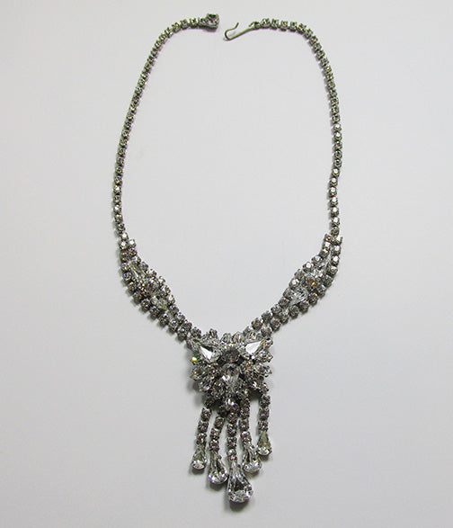 Vintage Mid Century 1950s Superb Rhinestone Drop Necklace
