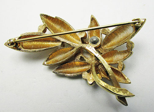 Jomaz Vintage Mid Century 1950s Sophisticated Pearl Leaf Pin