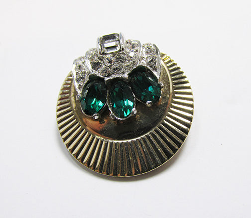 Boucher Vintage Mid Century 1950s Dainty Emerald Rhinestone Pin
