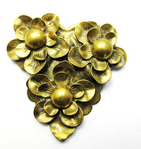 1920s Vintage Jewelry Unique Art Nouveau Brass Floral Dress Clip - Thumbnail