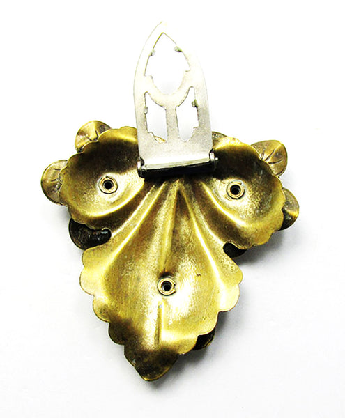 1920s Vintage Jewelry Unique Art Nouveau Brass Floral Dress Clip