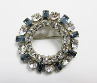 Kramer N.Y. Vintage Mid Century 1950s Elegant Sapphire Circle Pin - Thumbnail