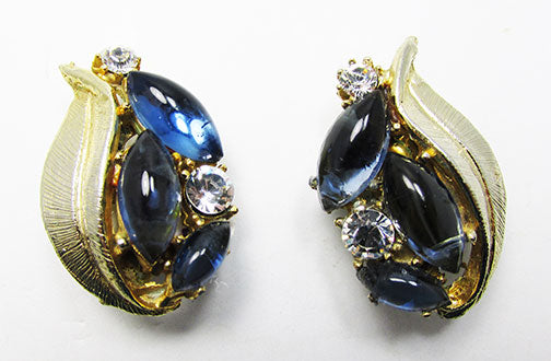 Vintage 1950s Spectacular Mid Century Sapphire Cabochon Earrings