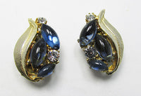 Vintage 1950s Spectacular Mid Century Sapphire Cabochon Earrings - Thumbnail