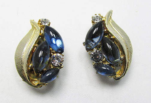 Vintage 1950s Spectacular Mid Century Sapphire Cabochon Earrings