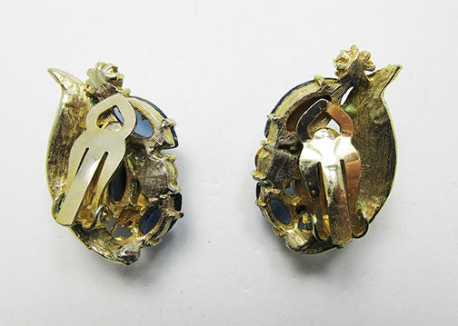 Vintage 1950s Spectacular Mid Century Sapphire Cabochon Earrings