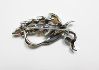 Vintage 1950s Mid Century Brilliant Rhinestone Floral Spray Pin - Thumbnail