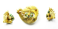 Lisner 1960s Vintage Designer Jewelry Gemstone Pin and Earrings Set - Back - Thumbnail