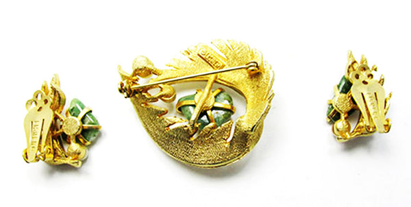 Lisner 1960s Vintage Designer Jewelry Gemstone Pin and Earrings Set - Back