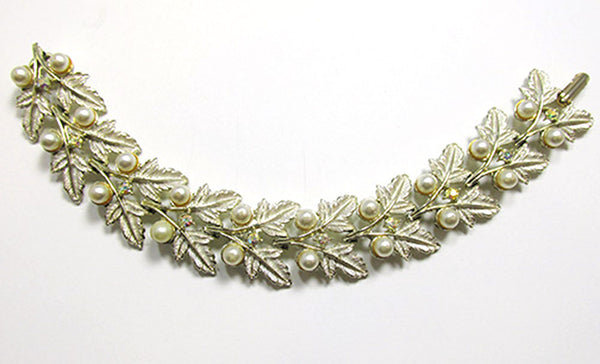 Judy Lee 1950s Vintage Diamante and Pearl Bracelet and Earrings Set - Bracelet