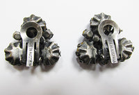 Made in Austria Vintage Mid Century Distinctive Ruby Floral Earrings - Thumbnail