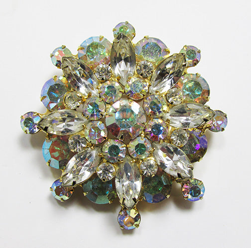 Vintage Mid Century 1950s Eye-Catching Iridescent Floral Pin
