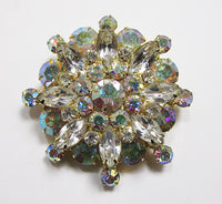 Vintage Mid Century 1950s Eye-Catching Iridescent Floral Pin - Thumbnail