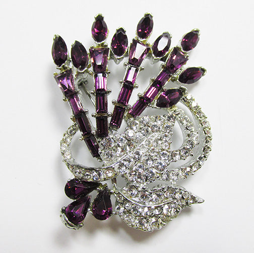 Vintage Mid Century 1950s Dazzling Amethyst Floral Bouquet Pin