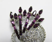Vintage Mid Century 1950s Dazzling Amethyst Floral Bouquet Pin - Thumbnail