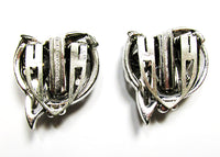 Crown Trifari Vintage 1930s Jewelry Two Art Deco Diamante Dress Clips - Back - Thumbnail