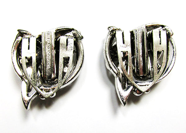 Crown Trifari Vintage 1930s Jewelry Two Art Deco Diamante Dress Clips - Back