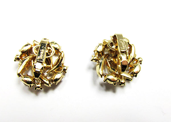 Crown Trifari 1950s Vintage Ruby Diamante Bracelet and Earrings - Earring Backs