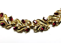 Crown Trifari 1950s Vintage Ruby Diamante Bracelet and Earrings