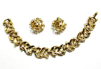 Crown Trifari 1950s Vintage Ruby Diamante Bracelet and Earrings