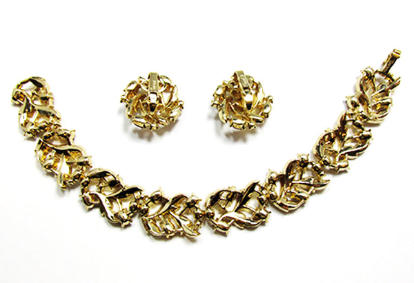 Crown Trifari 1950s Vintage Ruby Diamante Bracelet and Earrings - Back