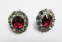 Vintage Retro 1930s Glamorous Rhinestone Button Earrings - Thumbnail