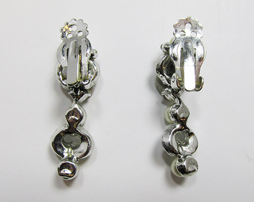 Vintage 1950s Spectacular Rhinestone and Pearl Drop Earrings
