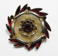 Vintage 1940s Stunning Retro Floral Rhinestone Gold Mesh Pin