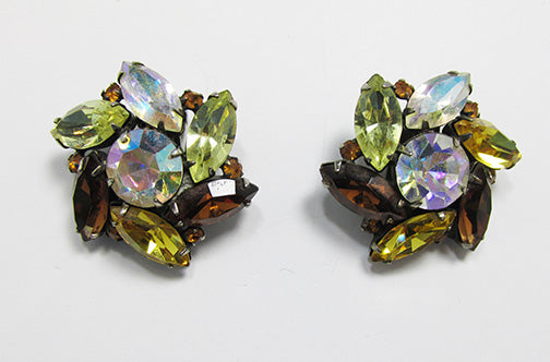 Vogue Vintage 1950s Spectacular Autumn Colors Floral Earrings