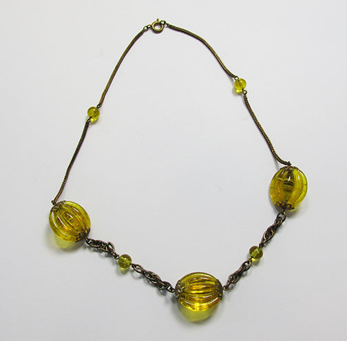 Czechoslovakia Vintage 1930s Eye-Catching Art Deco Glass Necklace
