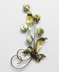 Vintage 1940s Eye-Catching Vermeil Floral Bouquet Pin - Thumbnail